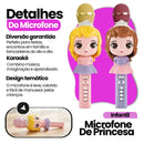 microfone infantil princesa karaoke bluetooth com luz e modificador de voz