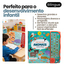 Livro interativo infantil sonoro bilingue animais 102 sons educativos
