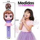 microfone infantil princesa karaoke bluetooth com luz e modificador de voz