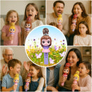 microfone infantil princesa karaoke bluetooth com luz e modificador de voz